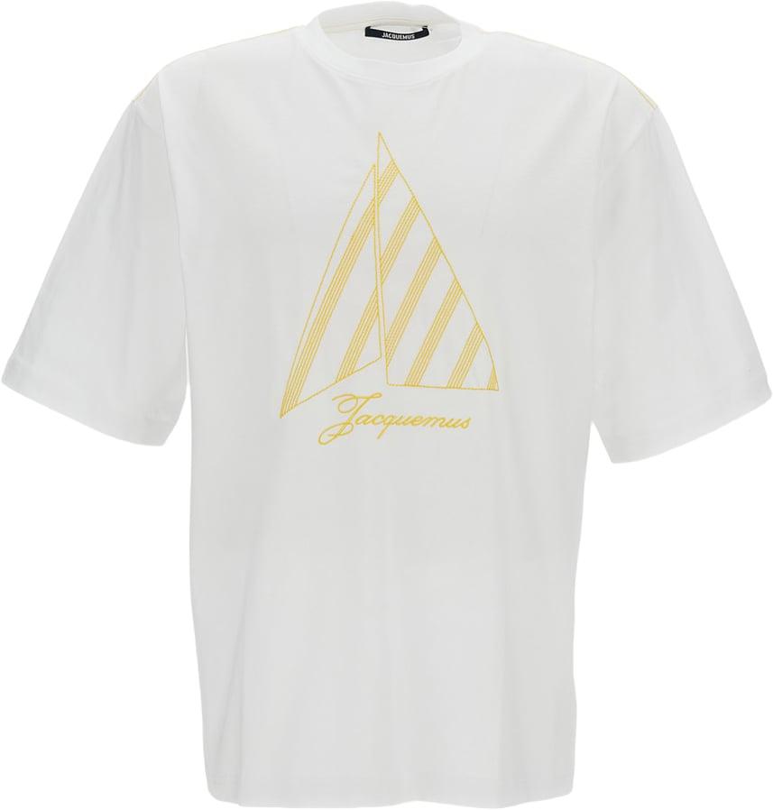 Jacquemus Cotton-Hemp Oversized Logo T-Shirt Wit