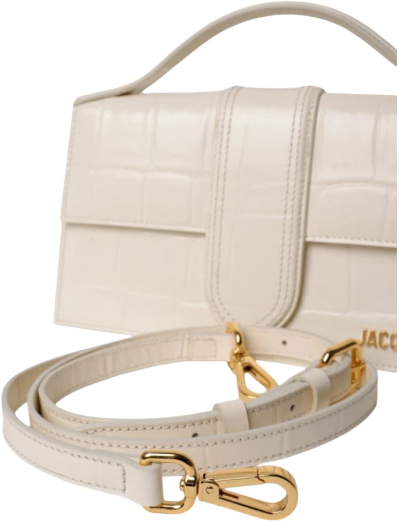 Jacquemus Jacquemus Bambino Shoulder bag in white crocodile print Wit