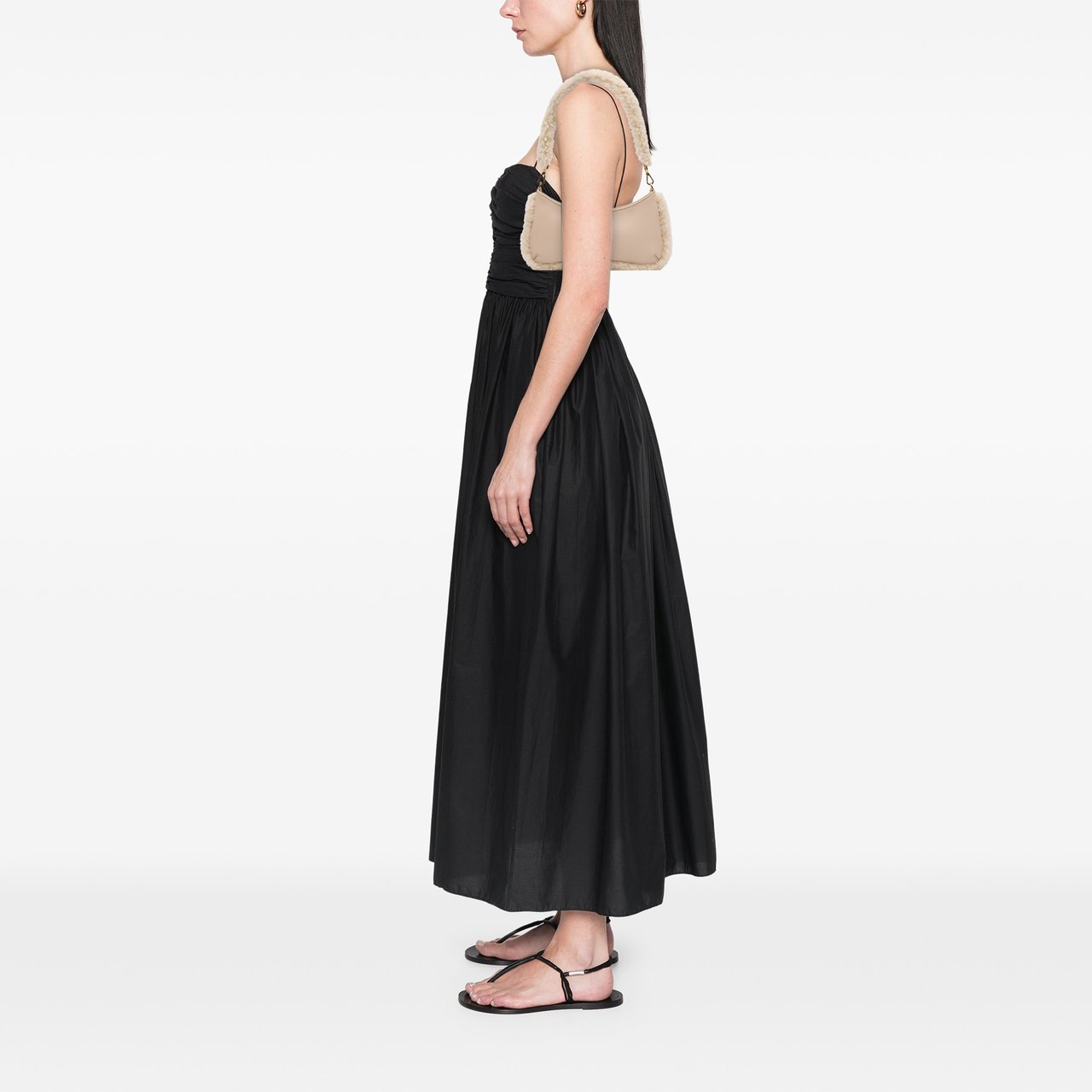 Jacquemus Leather Shearling Trimmed Le Bisou Doux Shoulder Bag Bruin