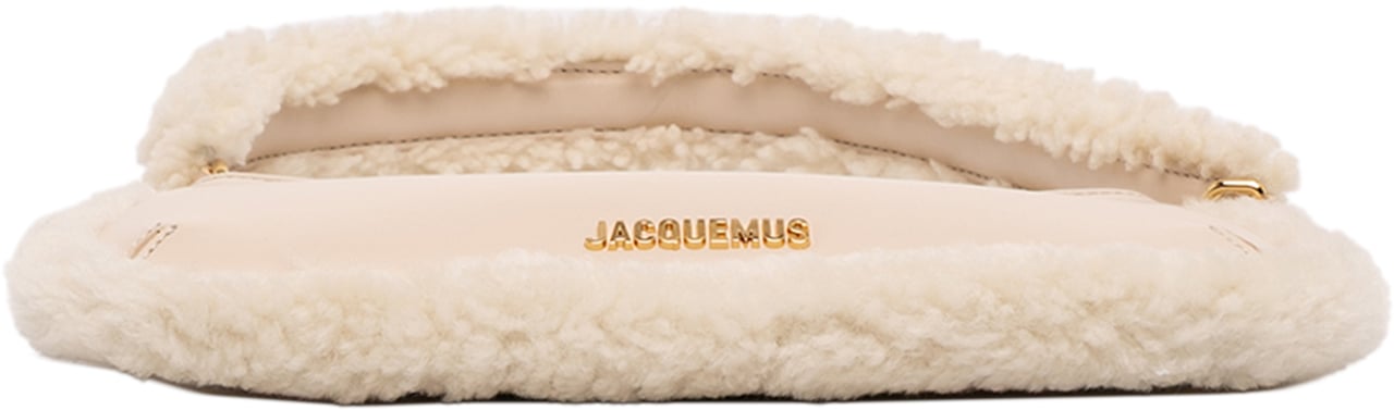 Jacquemus Leather Shearling Trimmed Le Bisou Doux Shoulder Bag Bruin