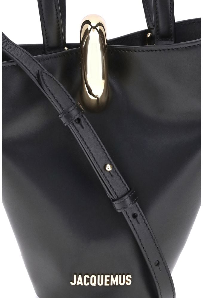 Jacquemus Jacquemus Black Calf Leather Bos Taurus Shoulder Bag Zwart