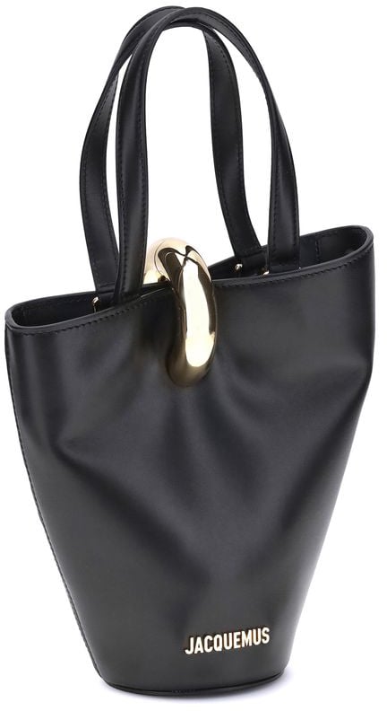 Jacquemus Jacquemus Black Calf Leather Bos Taurus Shoulder Bag Zwart