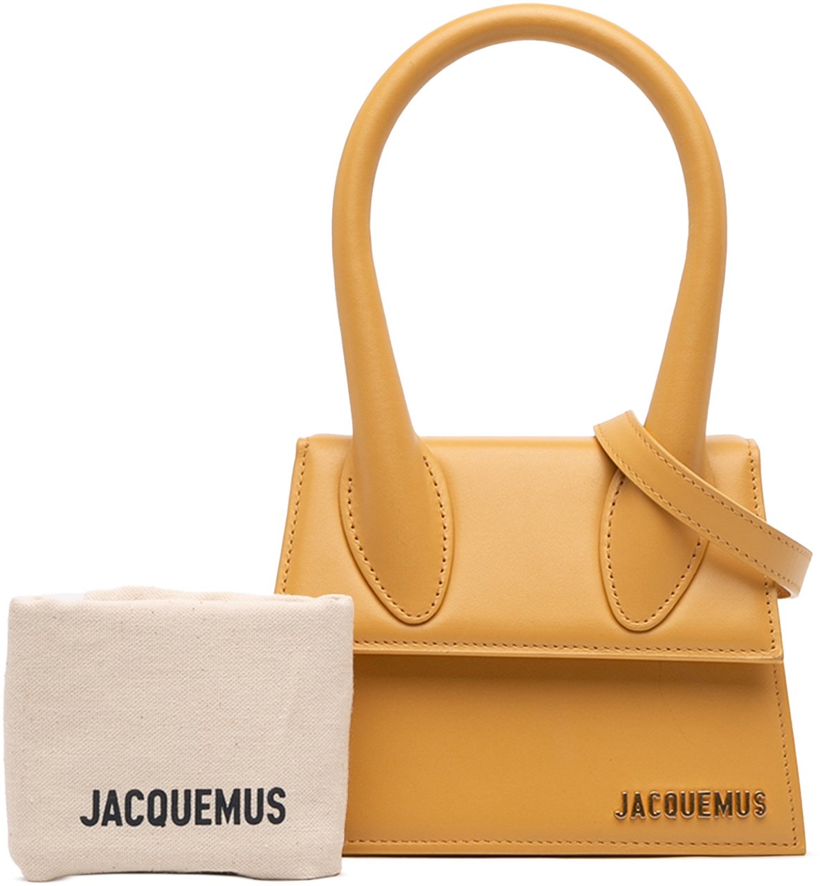 Jacquemus Leather Le Chiquito Moyen Geel