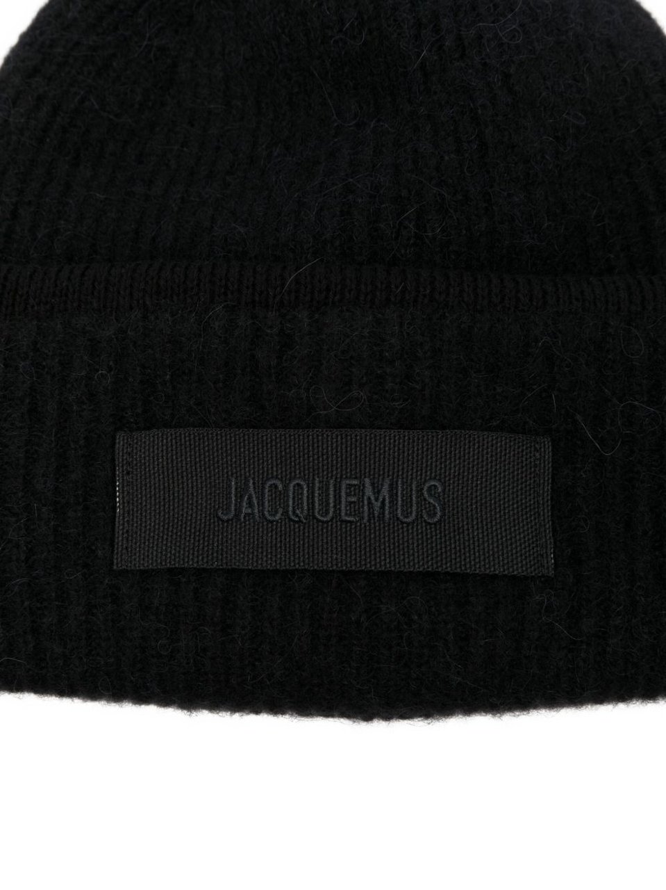 Jacquemus Round Crown Knit Hat with Turn-up Brim Zwart