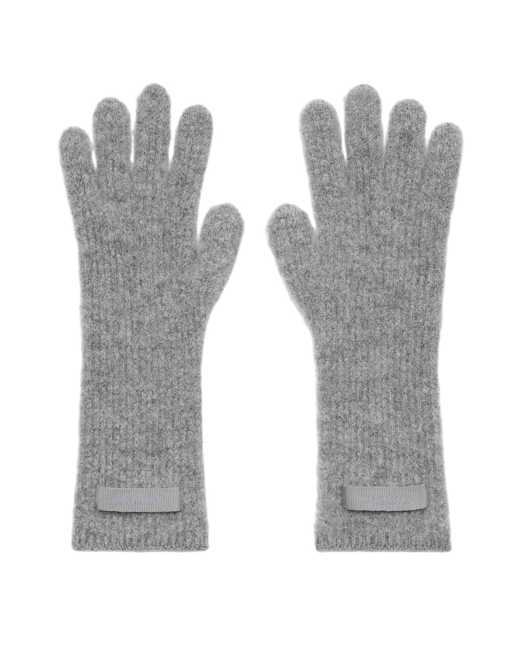 Jacquemus Textured Grey Wool Gloves with Grosgrain Detail Grijs