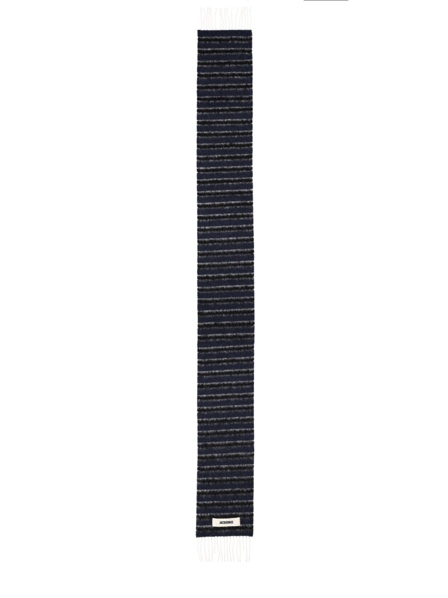 Jacquemus Rayures Horizontal Stripes Fringed Scarf Zwart