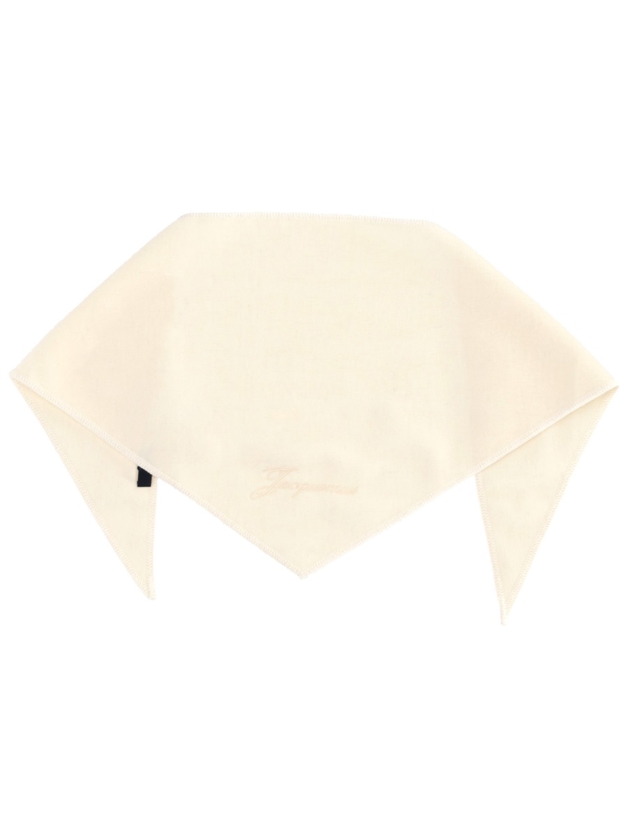 Jacquemus Cashmere Lightweight Embroidered Bandana Neutraal