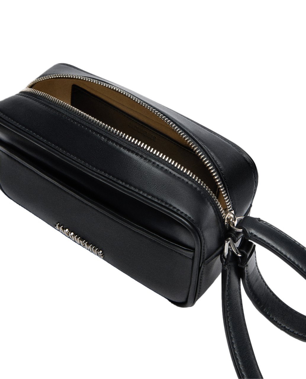 Jacquemus Rectangular Smooth Leather Pochette with Silver Hardware Zwart