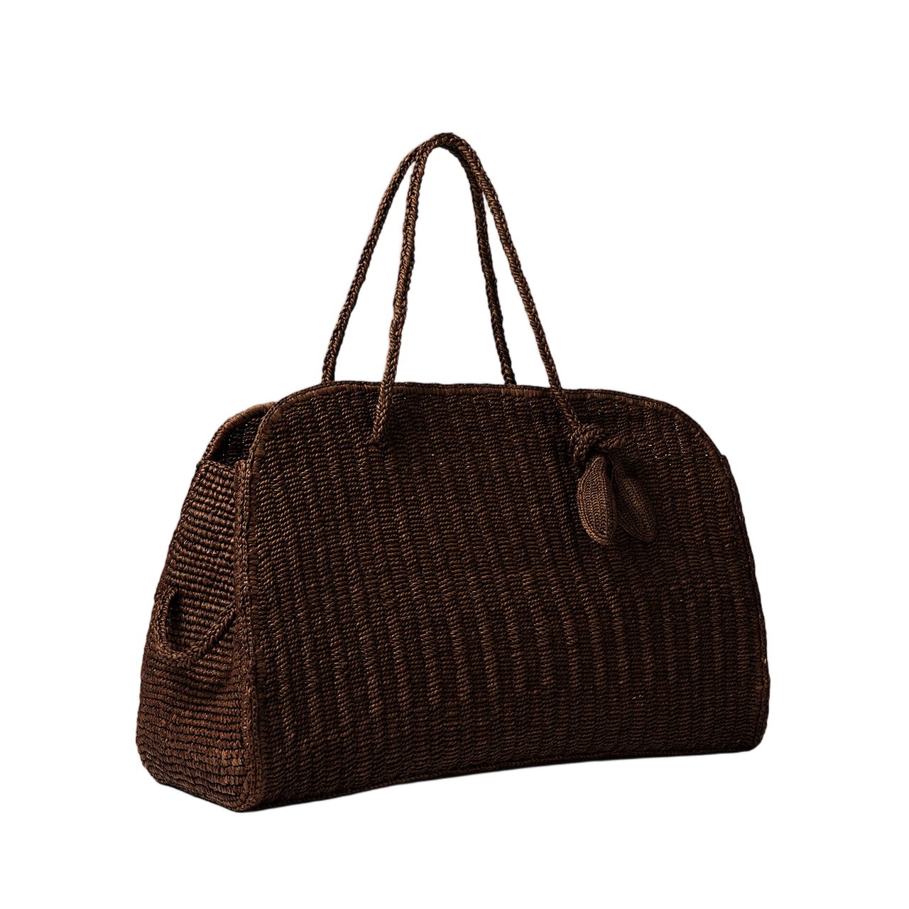 Jacquemus Raffia-Textured Le Grand Turismo Bag With Top Zip Closure Bruin