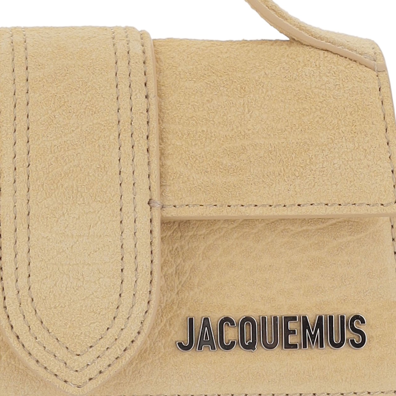 Jacquemus Compact Rectangular Suede Bag With Adjustable Strap And Gold Hardware Neutraal