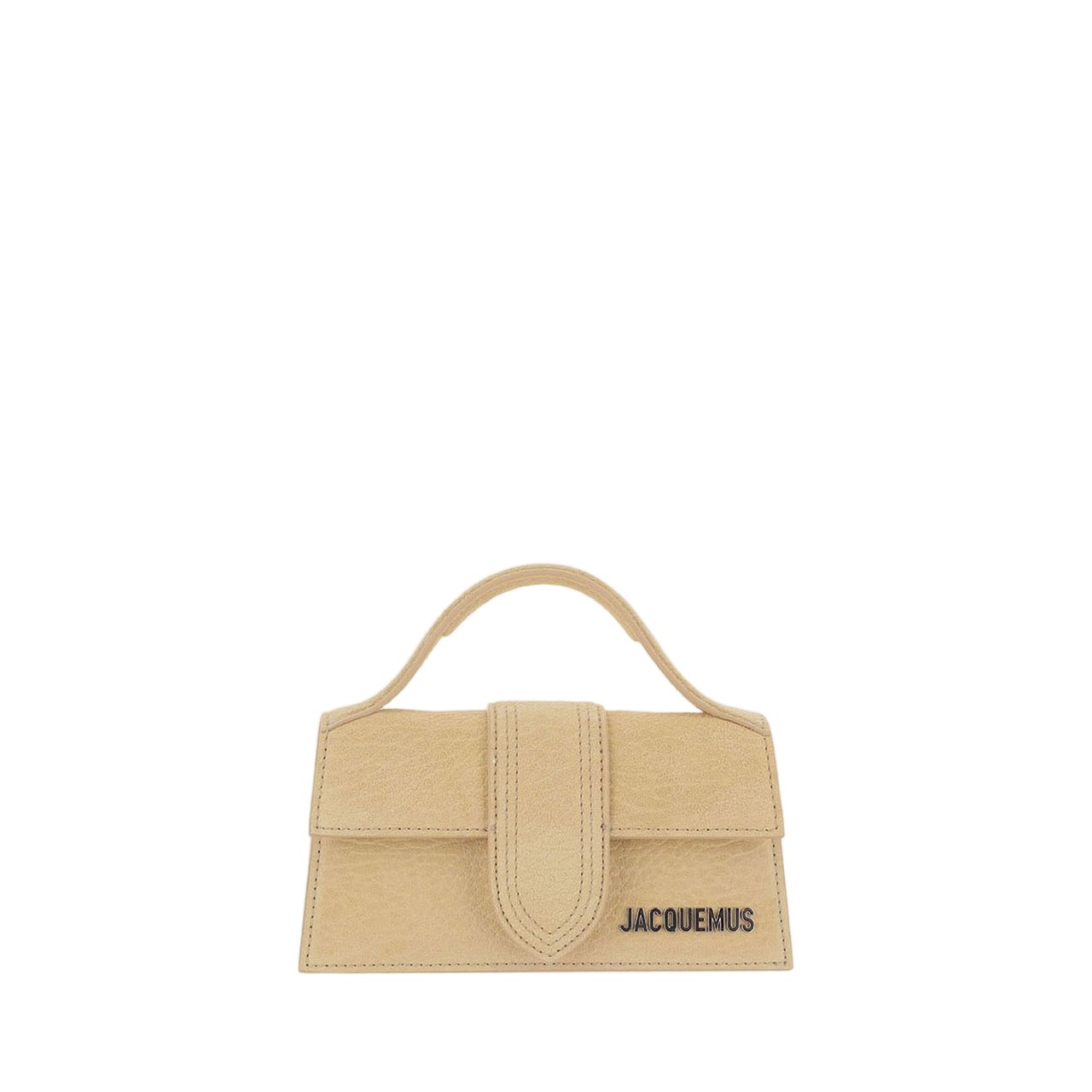 Jacquemus Compact Rectangular Suede Bag With Adjustable Strap And Gold Hardware Neutraal