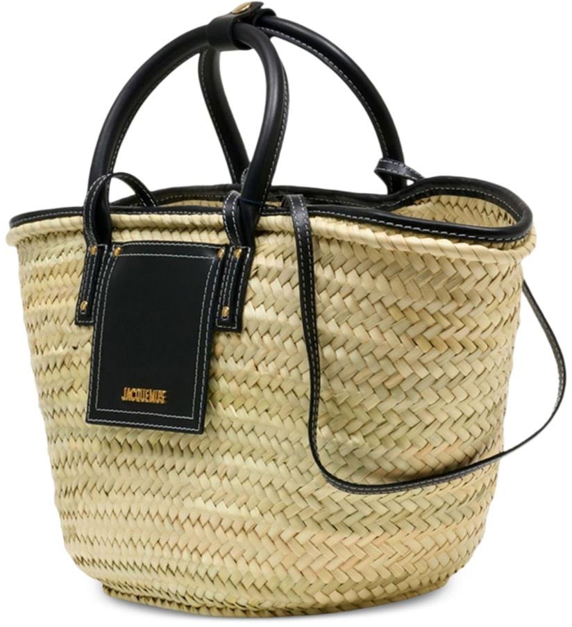 Jacquemus Soli Raffia Woven Tote Bag Neutraal