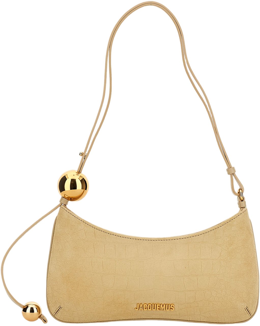 Jacquemus Beige Suede Top Handle Zip Bag Neutraal