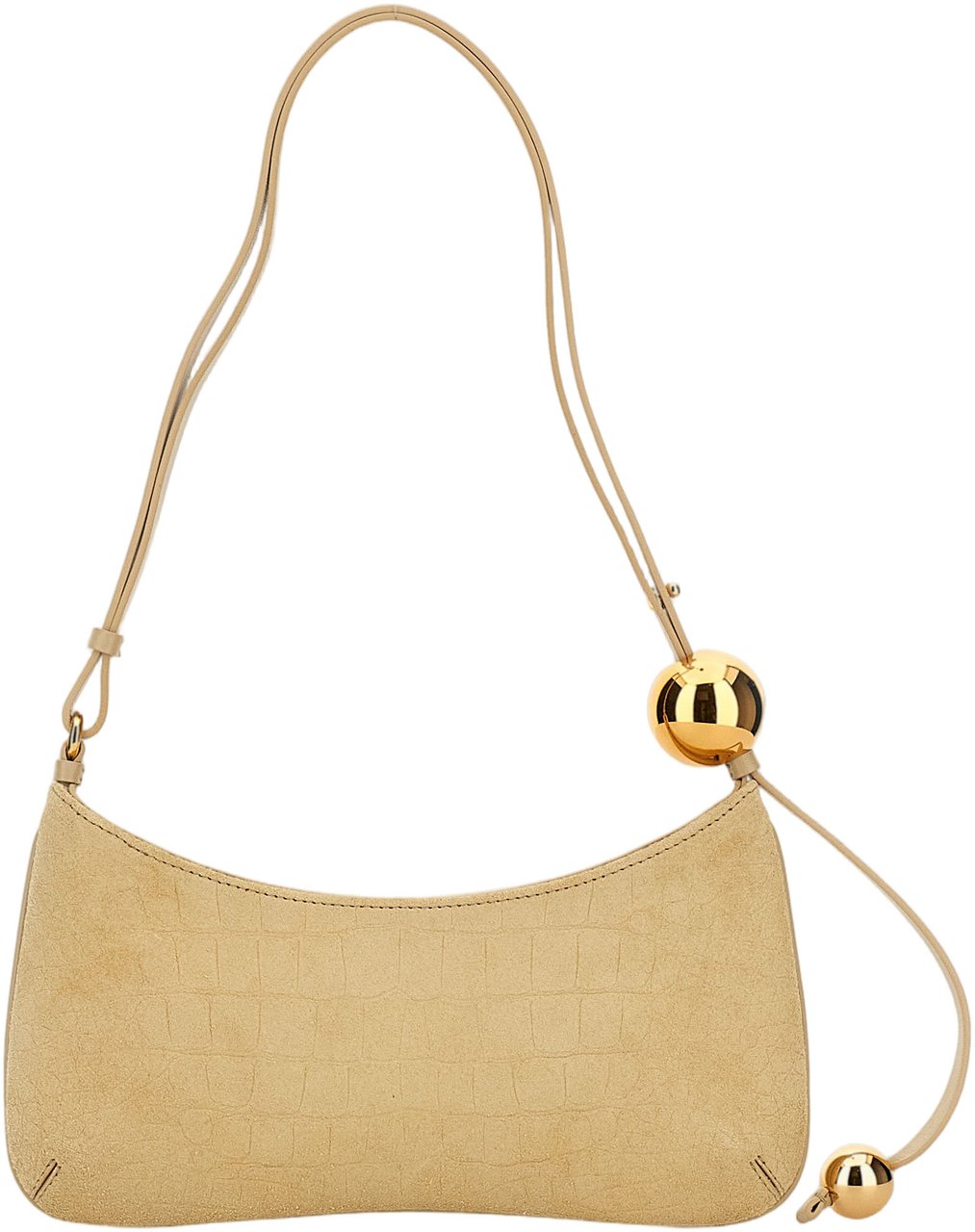Jacquemus Beige Suede Top Handle Zip Bag Neutraal