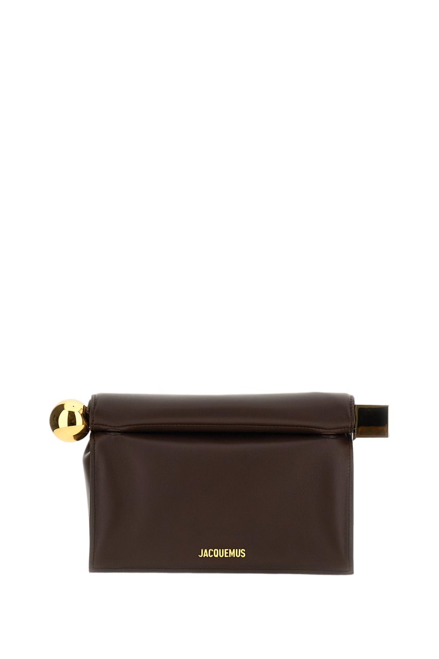 Jacquemus Dark Brown La Pochette Rond Leather Clutch Bruin