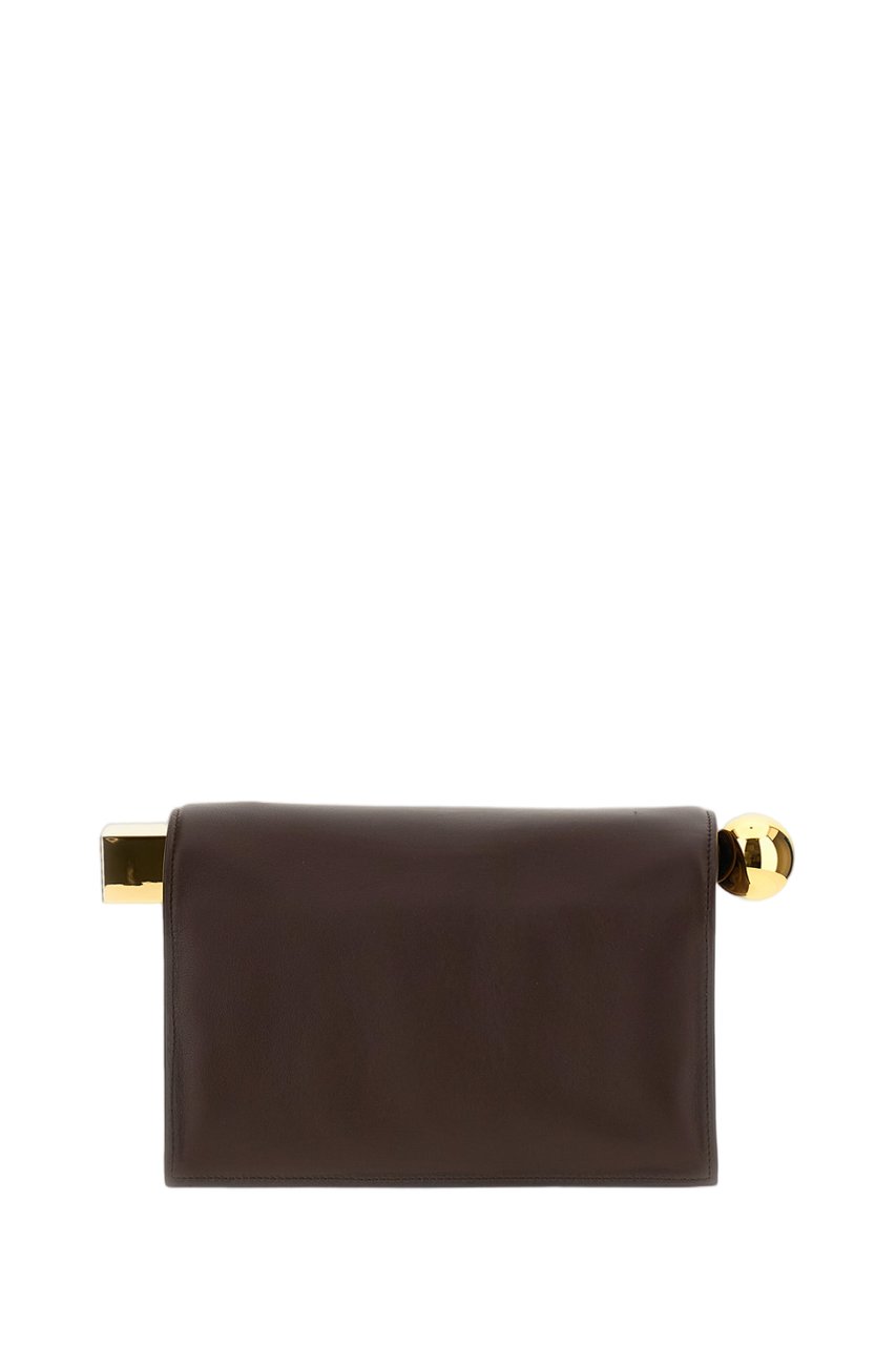 Jacquemus Dark Brown La Pochette Rond Leather Clutch Bruin