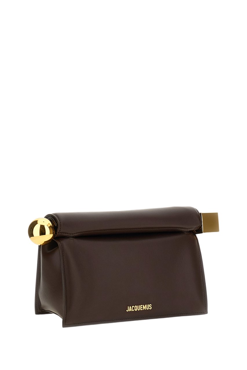 Jacquemus Dark Brown La Pochette Rond Leather Clutch Bruin