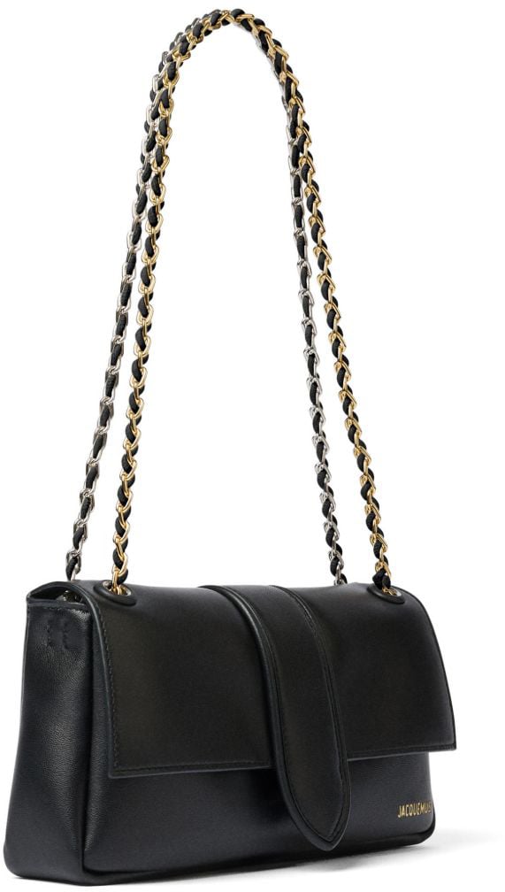 Jacquemus Black Silk-Blend Chain Rectangular Handbag Zwart