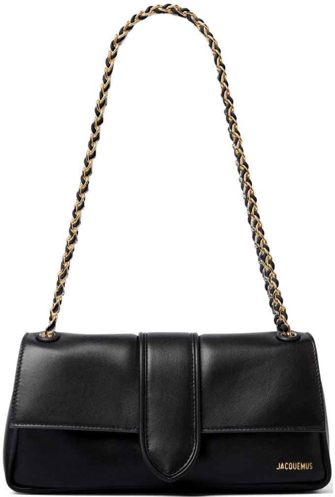 Jacquemus Black Silk-Blend Chain Rectangular Handbag Zwart