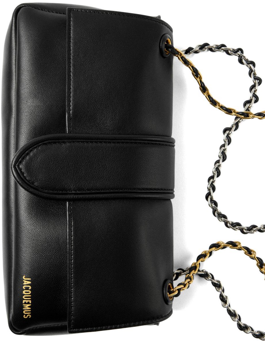 Jacquemus Black Silk-Blend Chain Rectangular Handbag Zwart