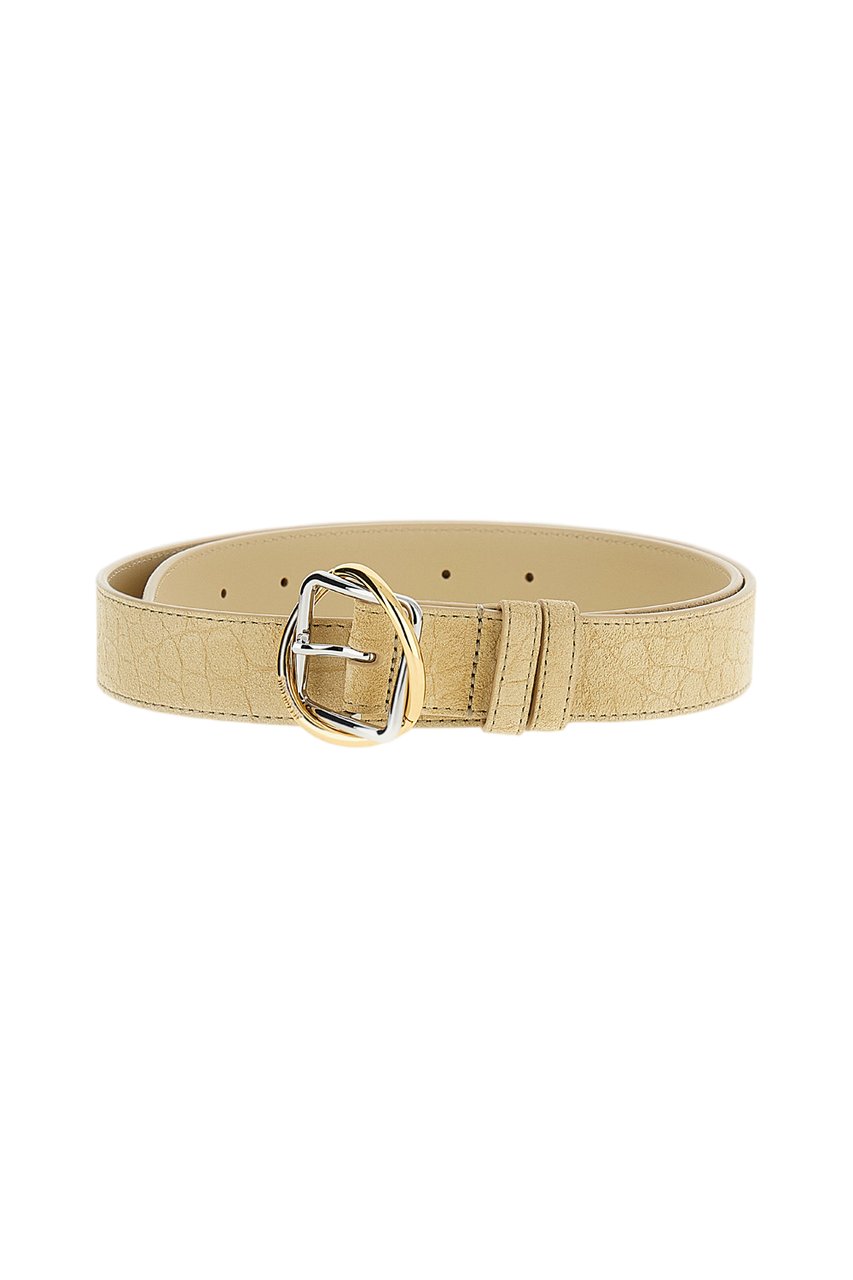 Jacquemus Beige Suede Leather Belt with Two-Tone Metal Buckle Neutraal