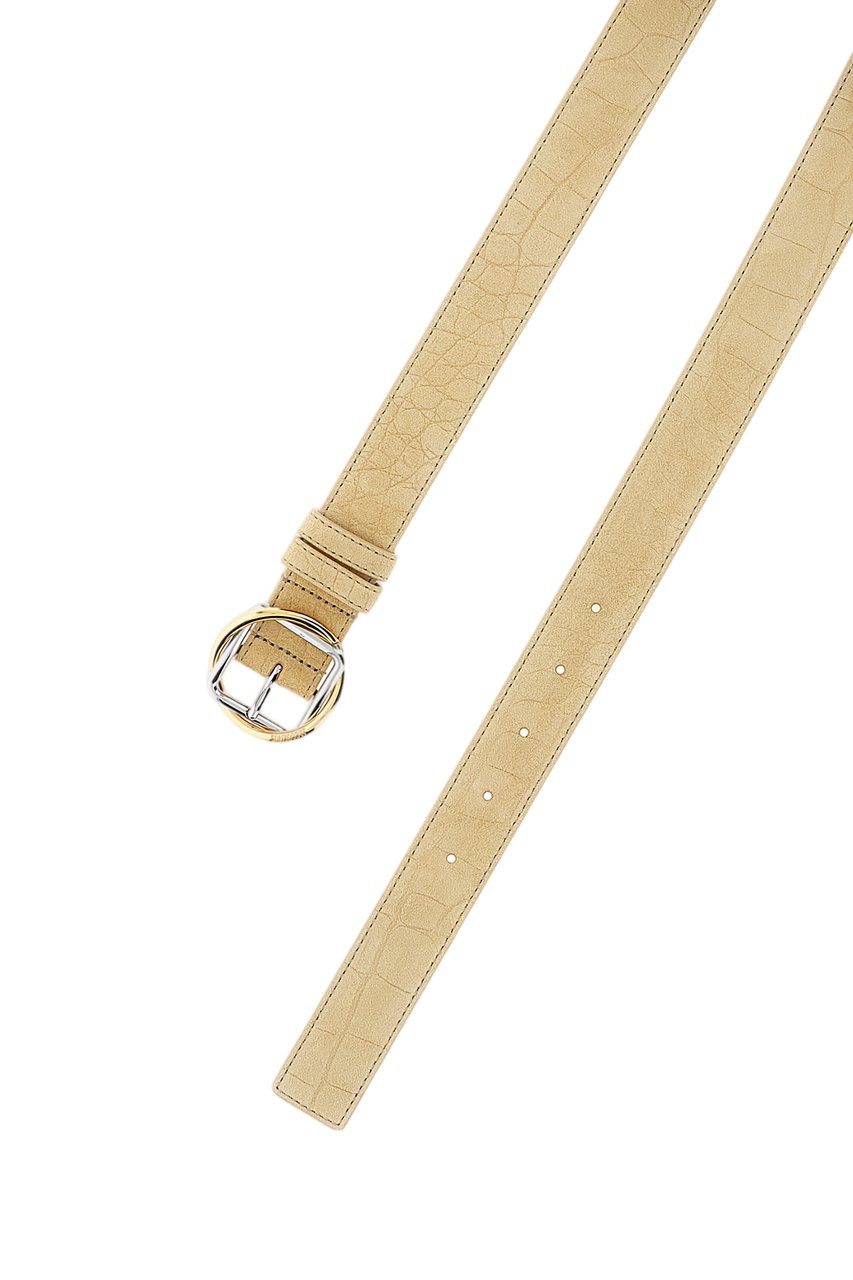 Jacquemus Beige Suede Leather Belt with Two-Tone Metal Buckle Neutraal
