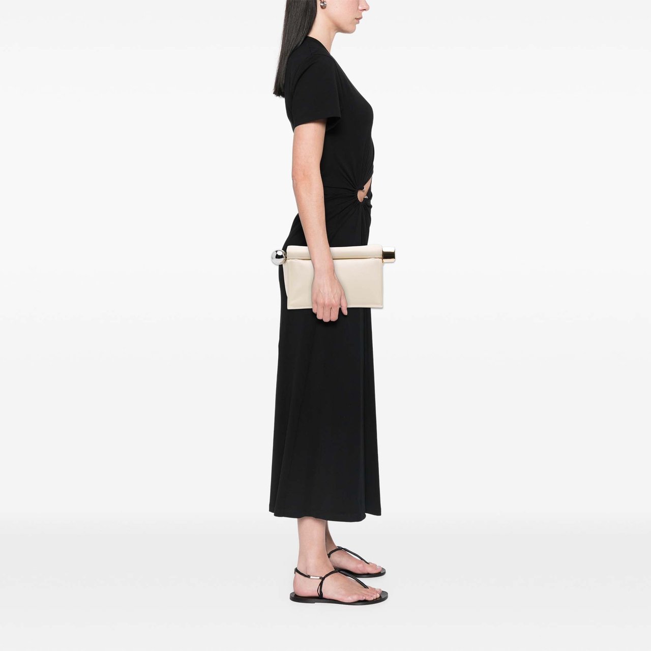 Jacquemus Smooth Calfskin La Pochette Rond Carre Wit