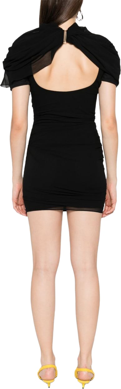 Jacquemus Draped Black Mini Dress Zwart