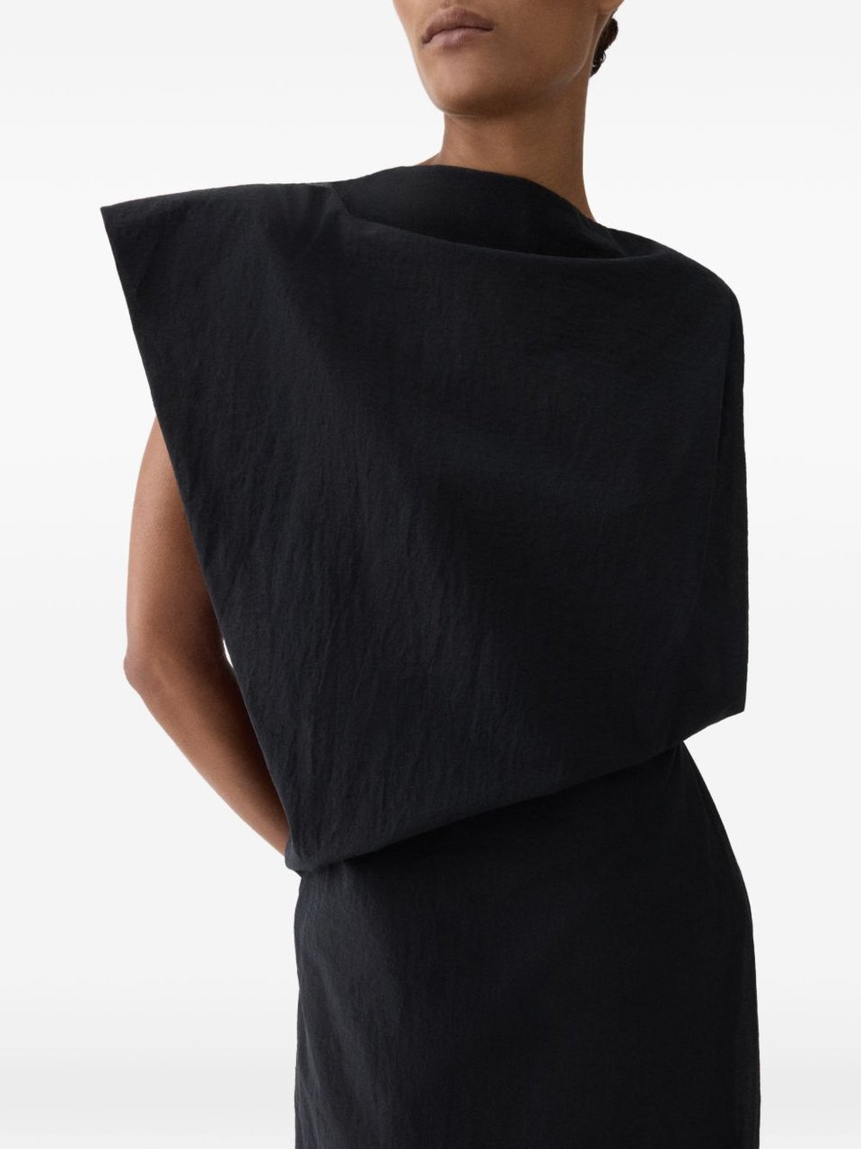 Jacquemus La Robe Drap Asymmetrical Midi Dress Zwart