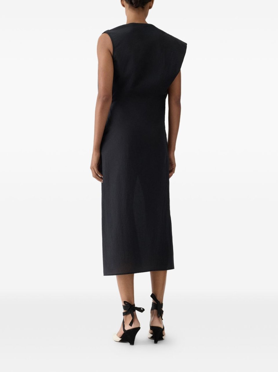 Jacquemus La Robe Drap Asymmetrical Midi Dress Zwart
