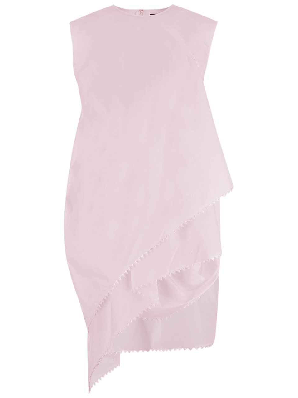 Jacquemus Asymmetrical Layered Cotton Dress with Mandarin Collar Neutraal