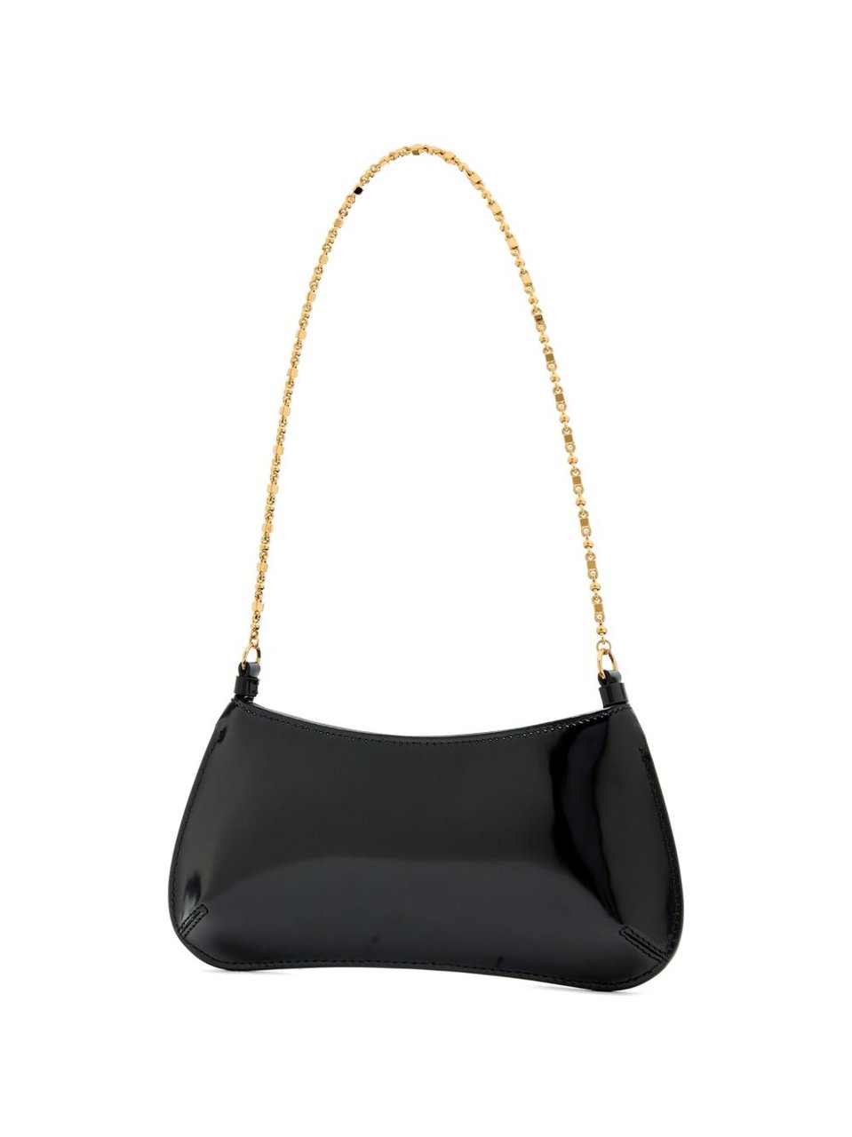 Jacquemus Rectangular Black Handbag with Gold Chain Strap Zwart
