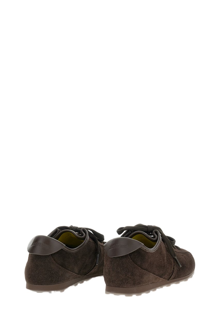 Jacquemus Rond-Carré Rubber Sole Sneakers in Water-Repellent Leather Bruin