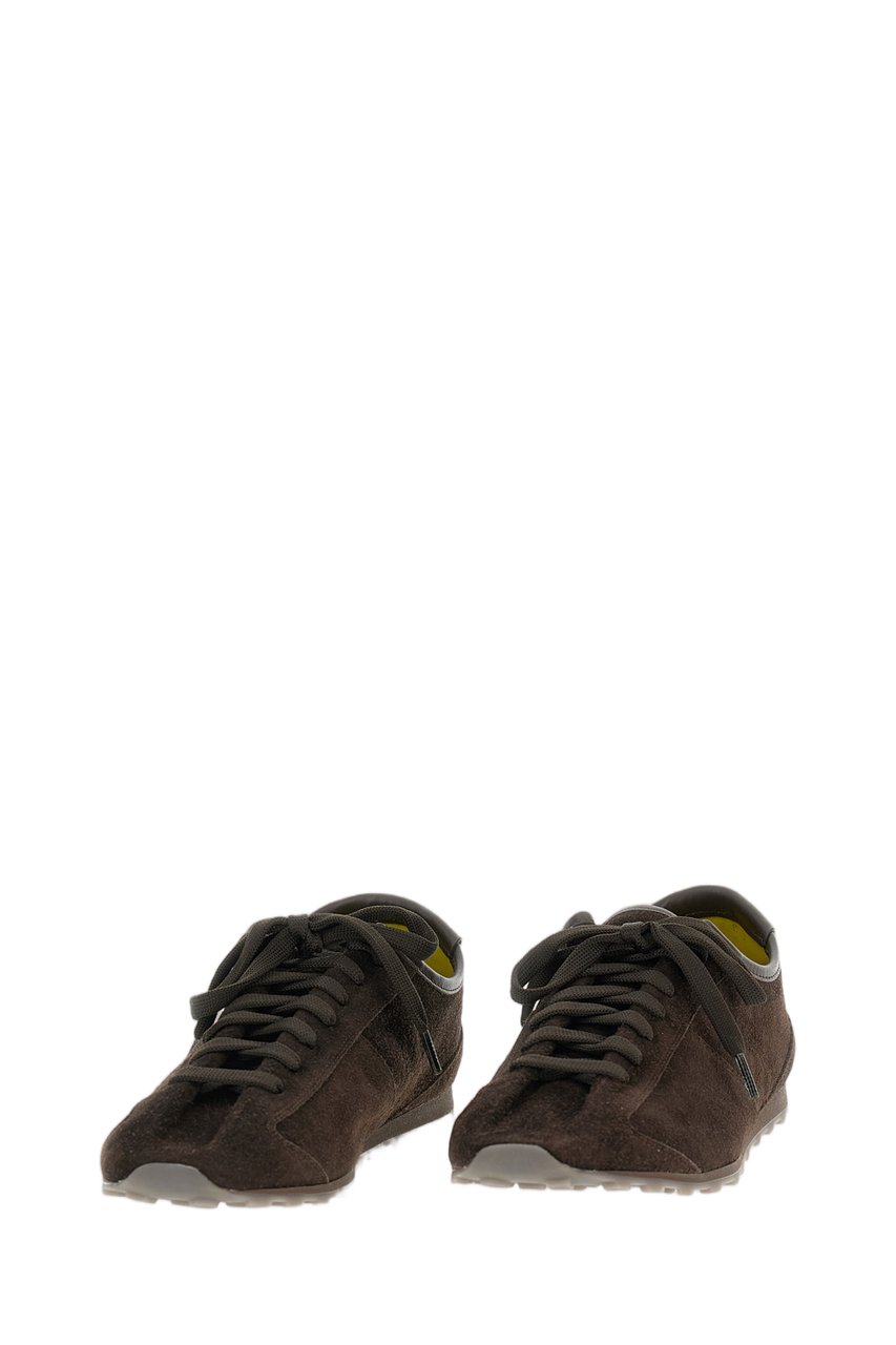 Jacquemus Rond-Carré Rubber Sole Sneakers in Water-Repellent Leather Bruin