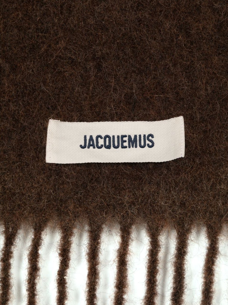 Jacquemus Plush Rectangular Scarves with Fringed Ends Bruin