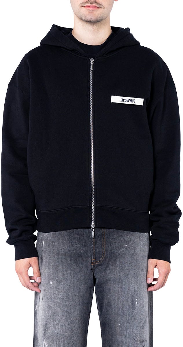 Jacquemus LE HOODIE ZIP GROS GRAIN BLACK Zwart
