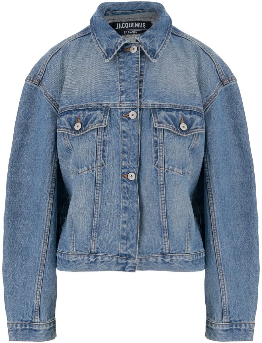 Jacquemus Blue De-Nimes Structured Seams Cotton Denim Jacket Blauw