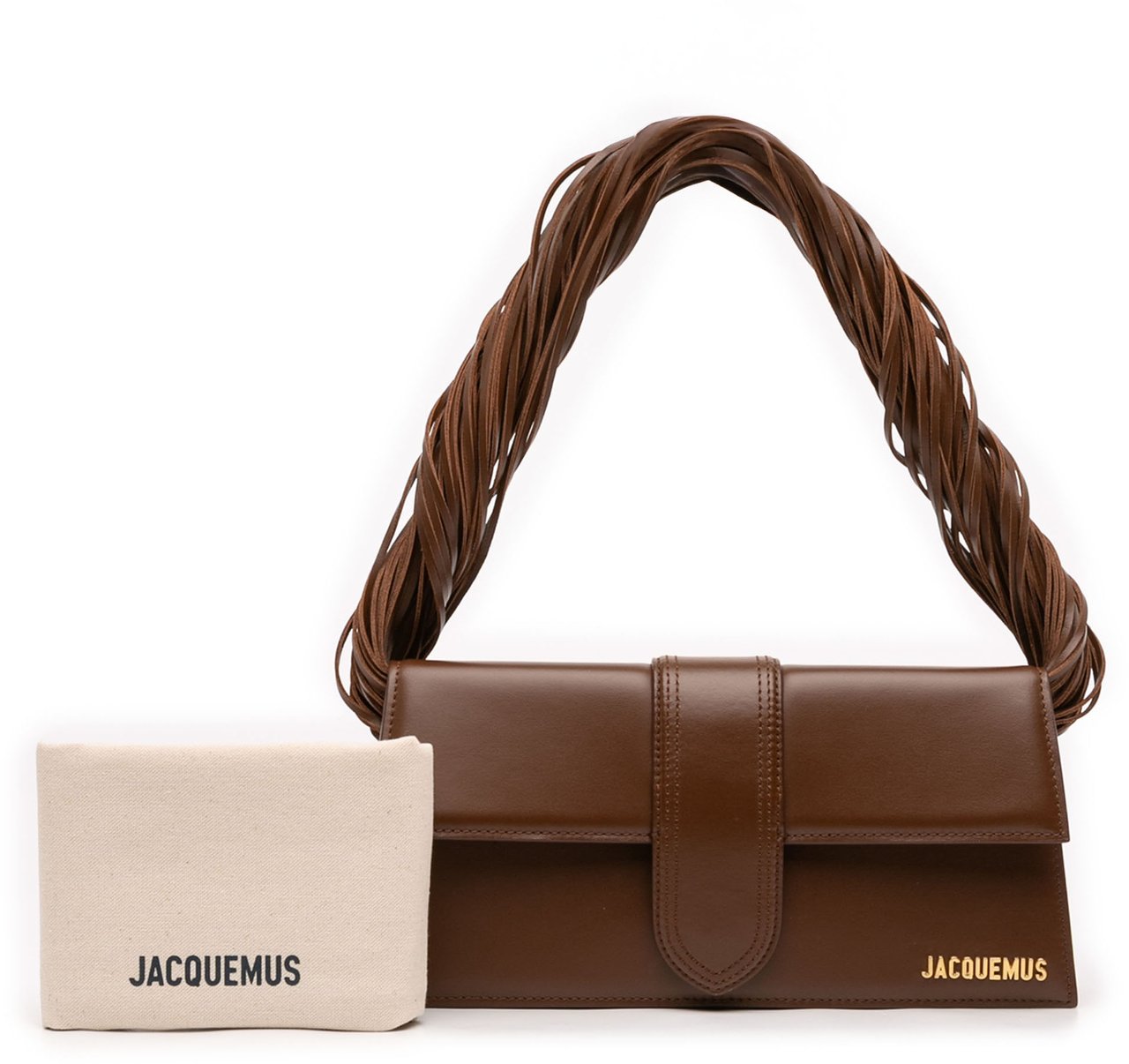 Jacquemus Leather Le Bambino Long Ficiu Bruin