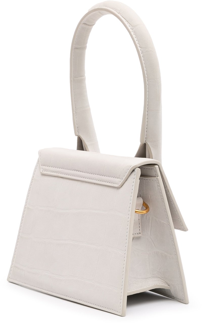 Jacquemus Croc Embossed Calfskin Le Chiquito Moyen Wit