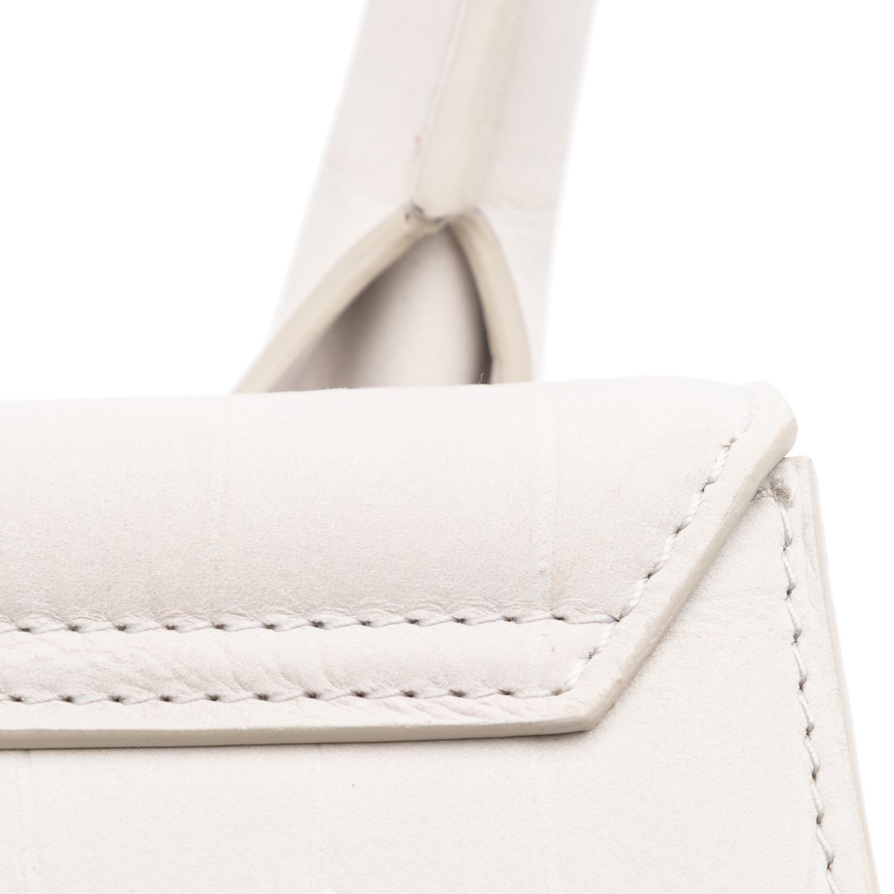 Jacquemus Croc Embossed Calfskin Le Chiquito Moyen Wit