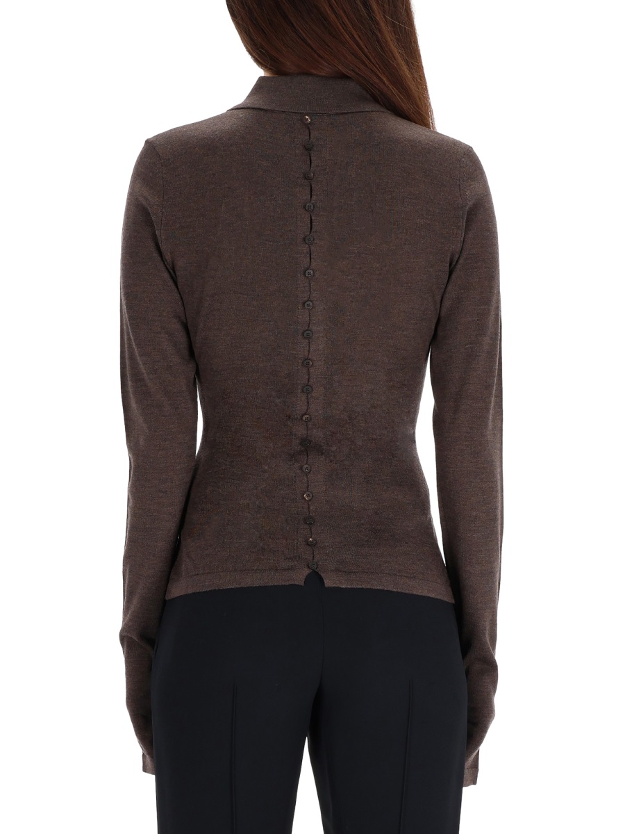 Jacquemus Brown Refined Knitted Polo Shirt Zwart