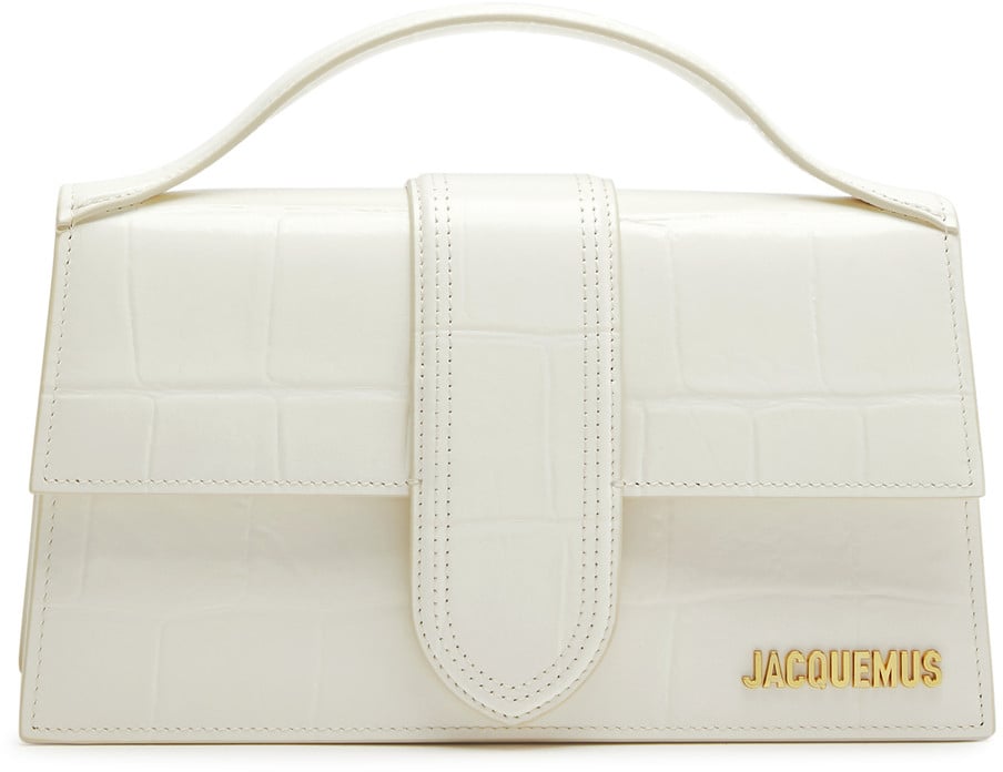 Jacquemus Jacquemus Le Bambino Top Handle Flap Bag Crocodile Embossed Leather Grand Wit
