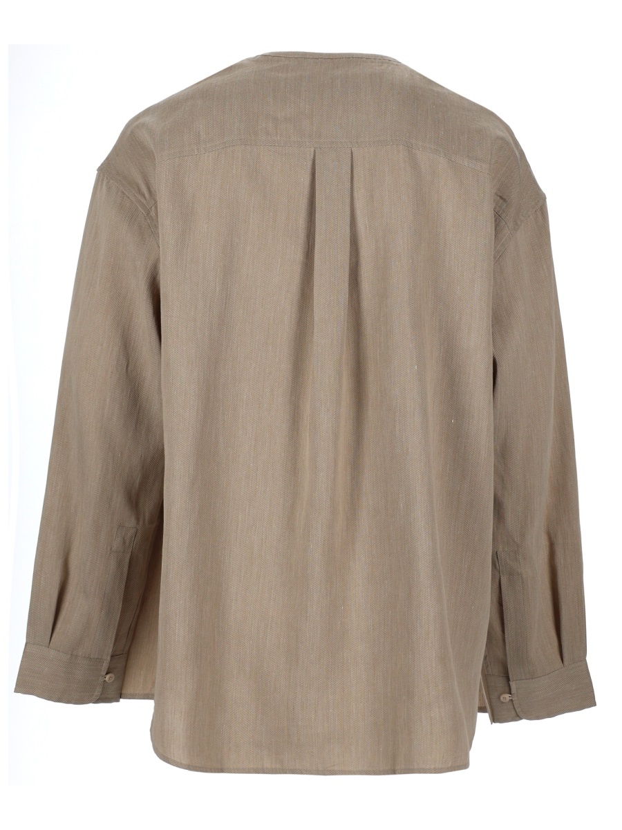Jacquemus Neutral Pastro Loose Fitting Linen-Blend Shirt Grijs