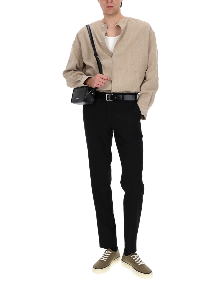 Jacquemus Neutral Pastro Loose Fitting Linen-Blend Shirt Grijs