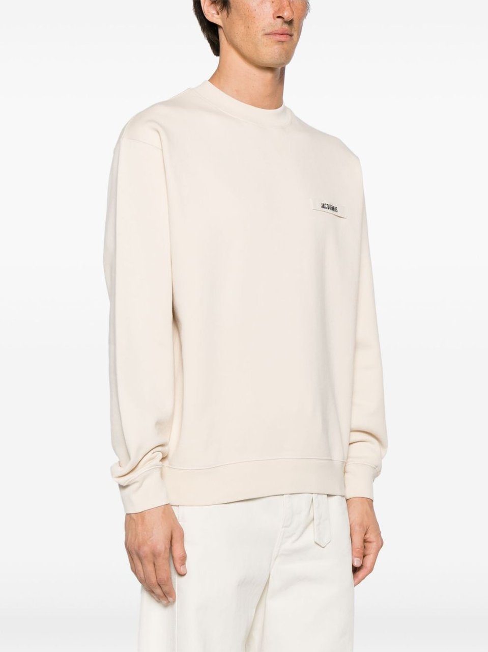 Jacquemus Minimalist Crew Neck Sweater with Subtle Branding Neutraal