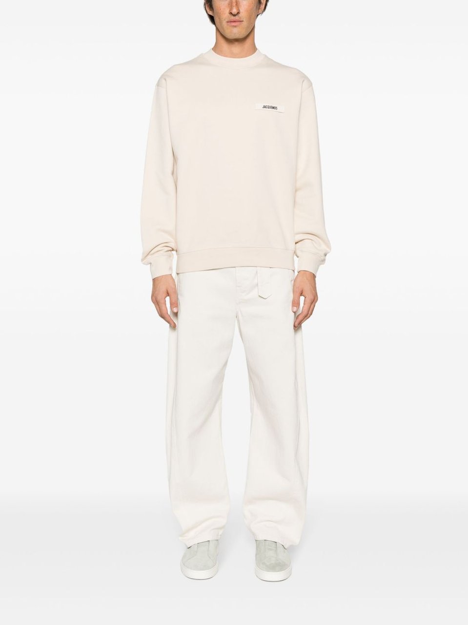 Jacquemus Minimalist Crew Neck Sweater with Subtle Branding Neutraal