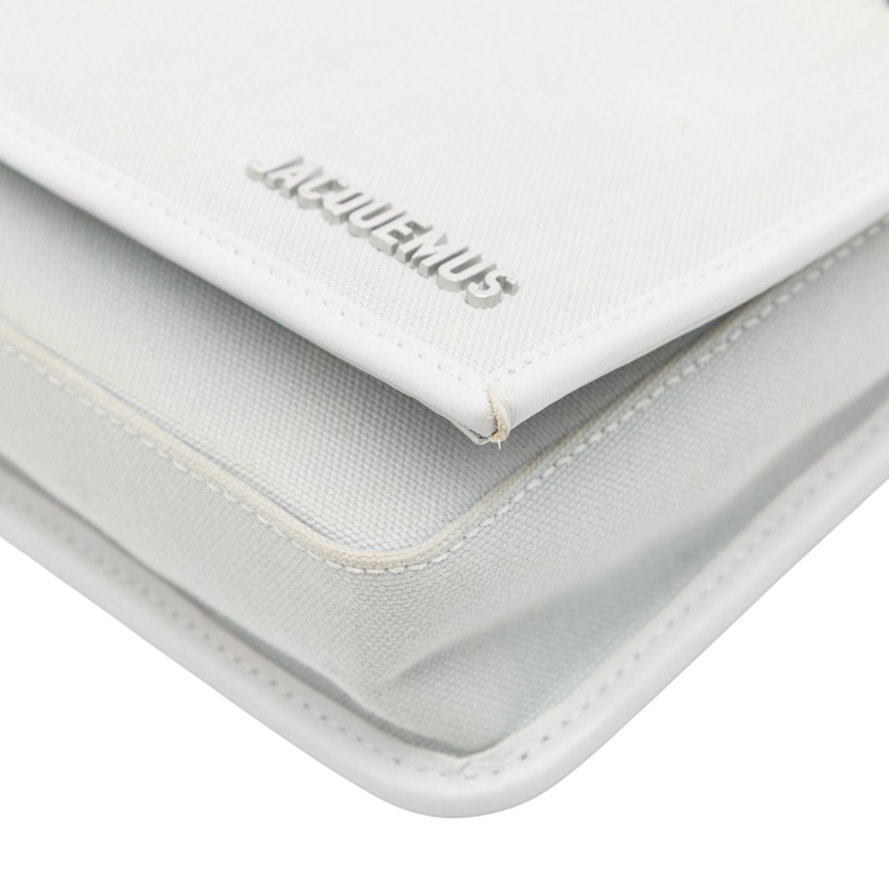 Jacquemus Mini Canvas and Leather Le Messageru Crossbody Grijs