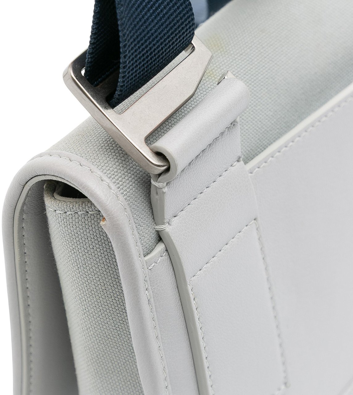 Jacquemus Mini Canvas and Leather Le Messageru Crossbody Grijs