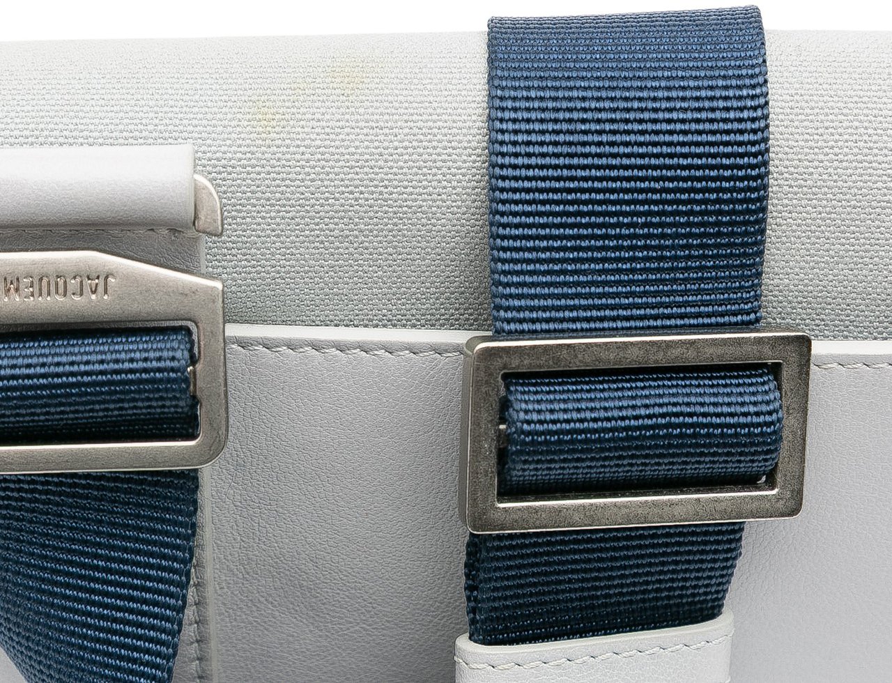 Jacquemus Mini Canvas and Leather Le Messageru Crossbody Grijs