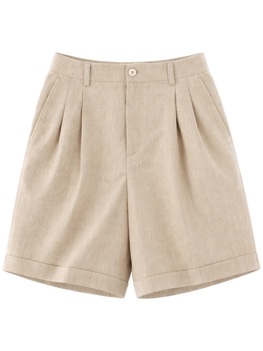 Jacquemus Pastro High-Waisted Pleated Tailored Shorts Neutraal